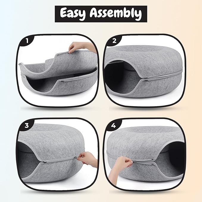 Cave Pet Bed for Cats Calming Anti Anxiety Crate Bed Machine Washable Breathable Soft Padding (24" L x 24" W x 12" H)