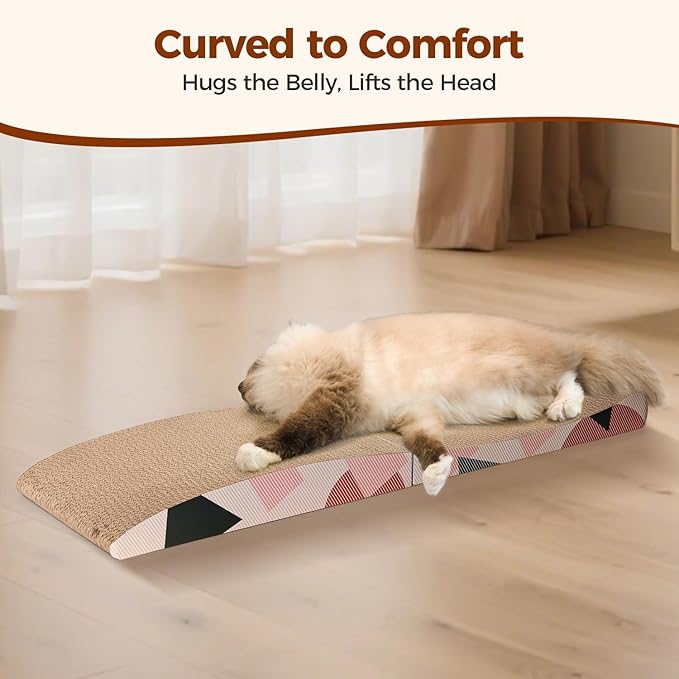 ComSaf Cat Scratcher Carboard Pad 32"x10", Large Cat Scratcher Bed for Indoor Cats, Durable Cat Scratching Board, Recycle Cat Scratch Pad for Adult, Big, Medium, Small Cats Lounger