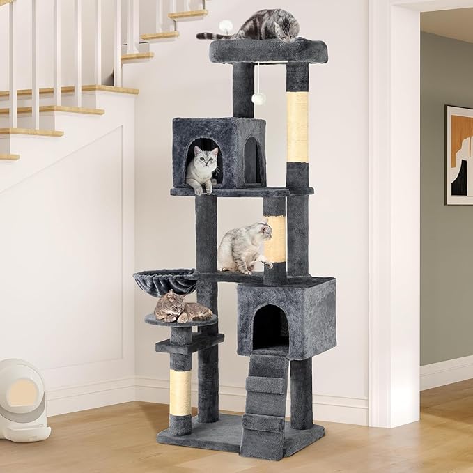 YITAHOME 70.8in Cat Tree Tower for Indoor Cats: Multi-Level Kittens Pet Play House Condo Furniture Activity Center with Scratching Posts Stand Dark Grey