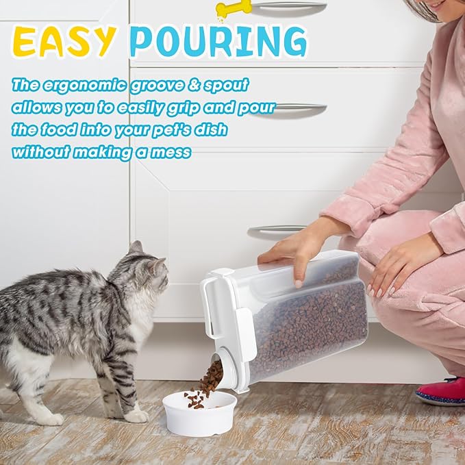 TBMax Airtight Pet Dog Cat Food Container Bird Seed Storage Container with Easy-Pouring Spout and Cup, Portable Travel Kibble Storage Dispenser for Small Animal Food Storage
