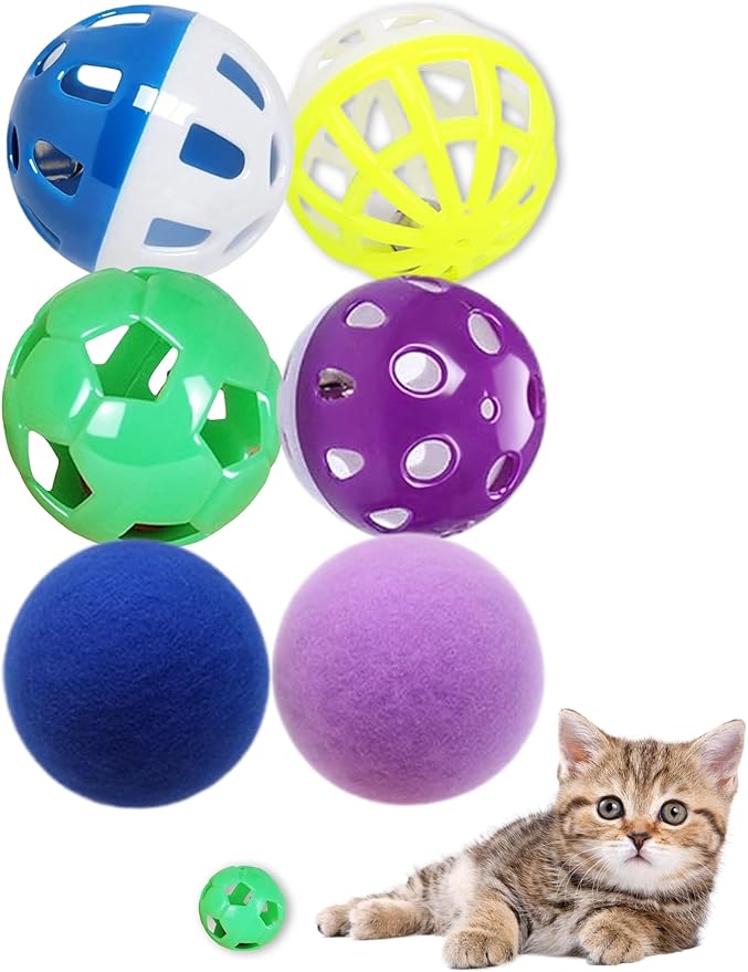 6-Pack Cat Toys for Kittens and Adult Cats, Wiggly Chase (1.5'', Basic Cat Toy Set)