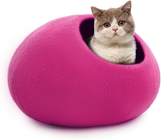 Woolygon Premium Wool Cat Cave Bed - Felt Cat Cave Handmade from 100% Merino Wool, Pet Friendly Felt Cat Bed for Indoor Cats and Kittens