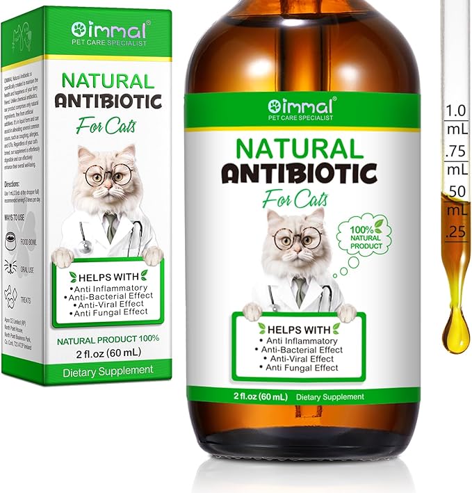 Antibiotics for Cats, Cat Antibiotics for Injections, Natural Cat antibiotic for Immune & Allergy Relief, Cough Relief, Yeast Injection, UTI Treatments, Cats Antibiotic Drops, 60ML