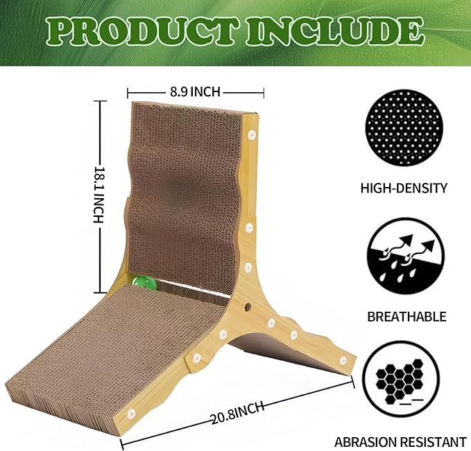 6-Sided Triangle Cat Scratching Board, Durable Cardboard Cat Scratcher for Indoor Cats, Space-Saving Corner Scratch Pad with Multi-Surface Design, Protects Furniture & Provides Cozy Resting Spot