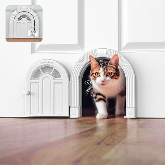 Meow Manor® Cat Door Interior Door - No-Flap, Interior Cat Door for Cats Up to 20 lbs, Easy DIY Setup, Secured Installation in Minutes, No Training Needed…