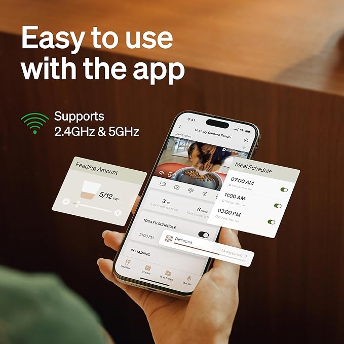 PETLIBRO Automatic Cat Feeder with Camera, 1080P HD Video with Night Vision, 5G WiFi Pet Feeder with 2-Way Audio, Low Food & Blockage Sensor, Motion & Sound Alerts for Cat & Dog Single Tray