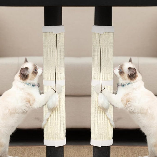 JanYoo 2 Pieces Cat Scratcher Mat for Table Leg Sisal Cat Scratching Pad Scratch Mat for Cat Scratch Pad Rug 19.69 × 9.84 in(White)