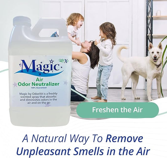 Magic Air Odor Neutralizer Spray, Powerful Dog & Cat Urine Odor Neutralizer, Safe Air Refresher for Home, Safe Odor Absorber for Pet, Closet & Any Strong Odor Remover, 64oz