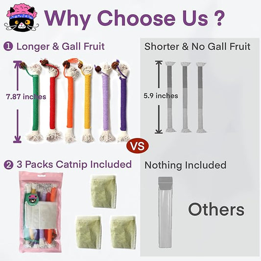 Kitten Toys, Cat Chew Toy for Teeth Cleaning, Catnip Rope Toys for Indoor Kittens, Interactive Cat Nip Teething Toys for Cats, Kitty Kicker Toy, 6 Pack (Plus 3 Pouches of Catnip)