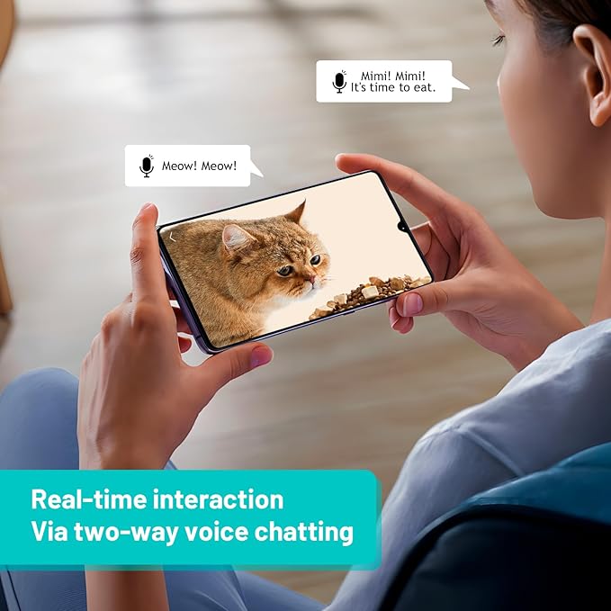 Automatic Cat Feeder with Camera, 2.4Ghz WiFi Timed Dog Food Dispenser with APP Control, 3L Auto Dry Food Feeders for Pets with HD Video, 1-8 Meals/Day, 10s Voice Recorder (Camera and WiFi)