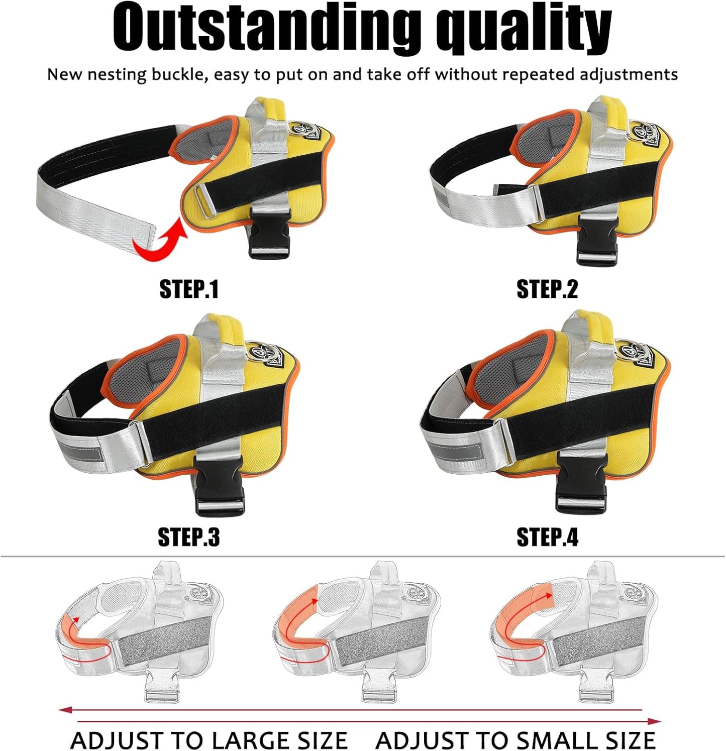 Bolux Dog Harness, No-Pull Reflective Dog Vest, Breathable Adjustable Pet Harness with Handle for Outdoor Walking - No More Pulling, Tugging or Choking (XX-Large (Pack of 1), YellowOrange)
