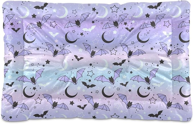 Pet Bed Purple Bat Moon Dog Bed Mat Absorbing Non Slip Pad Pet Sleeping Mat for Small, Medium, and Large Dogs Puppy Cat 36 in x 24 in