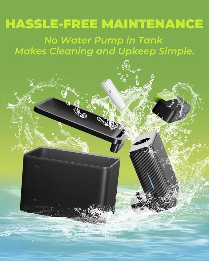 Furbulous True Clean-Drinking Automatic Water Dispenser with Ultrafiltration Tech, 316 Stainless Steel & BPA-Free Trays, 3.3L/112oz Large Bowl, Two-Mode Quiet Fountain for Cat/Medium Dog/Pet (Black)