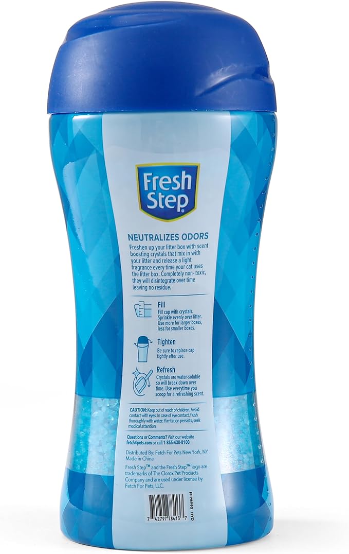Fresh Step Cat Litter Crystals in Fresh Scent - Cat Litter Box Deodorizer - Combats Odors and Neutralizes Smells to Keep Your Home Clean, 15 Ounce - 12 Pack