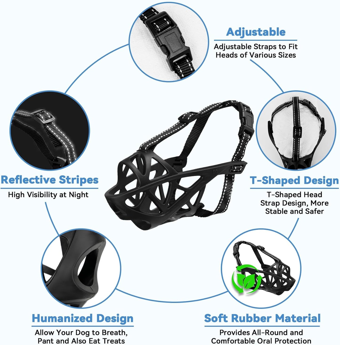 Dog Muzzle for Large Dogs, Breathable Basket Muzzles for Small, Medium and X-Large Aggressive Dog, Allows Panting Drinking, Suitable for Grooming Trimming Training (Black, S)