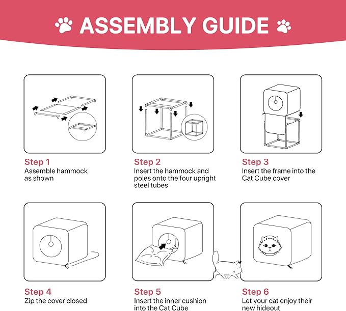 Cat House for Indoor Cats, Fluffy Large Cube Cat Cave Bed, Perfect Hideaway for Multiple Cats & Small Pets, Detachable Sherpa Cover 16 Inches