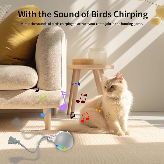 Interactive Cat Toy - Automatic LED Light Ball, Rechargeable & Durable - Keeps Cats Active & Engaged - Ideal for Kittens & Adult Cats