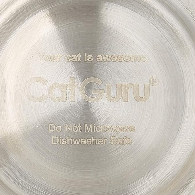 CatGuru Cat Bowls, Whisker Friendly Cat Food Bowl for Indoor Cats, Reliefs Whisker Fatigue, Wide Pet Bowl, Non Slip Pet Feeding Bowls, Shallow Kitten Dish (Stainless Steel)