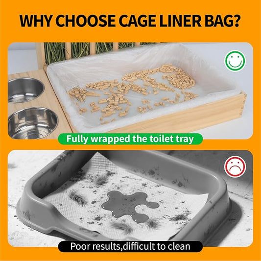 Small Animal Bedding & Litter,50 pcs Disposable Rabbit Cage Liner Bags 3s Quick Clean for Bunny Cat Guinea Pig Ferret Chinchilla