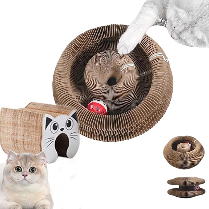 Claw Coil for Cats, Claw Coil, Cat Scratching Board with Bell, Magnetic Suction Interactive Indoor Playboard, Corrugated Paper, Does Not Take Up Space (B)
