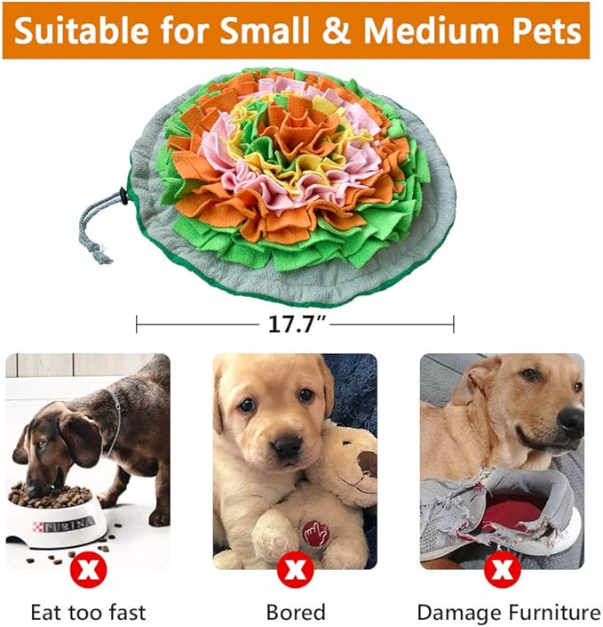 Snuffle Mat for Dogs, Interactive Foraging Puzzle Blanket, Nosework Feeding Bowl Sniffing Pad for Cats Puppies Small Medium Pets