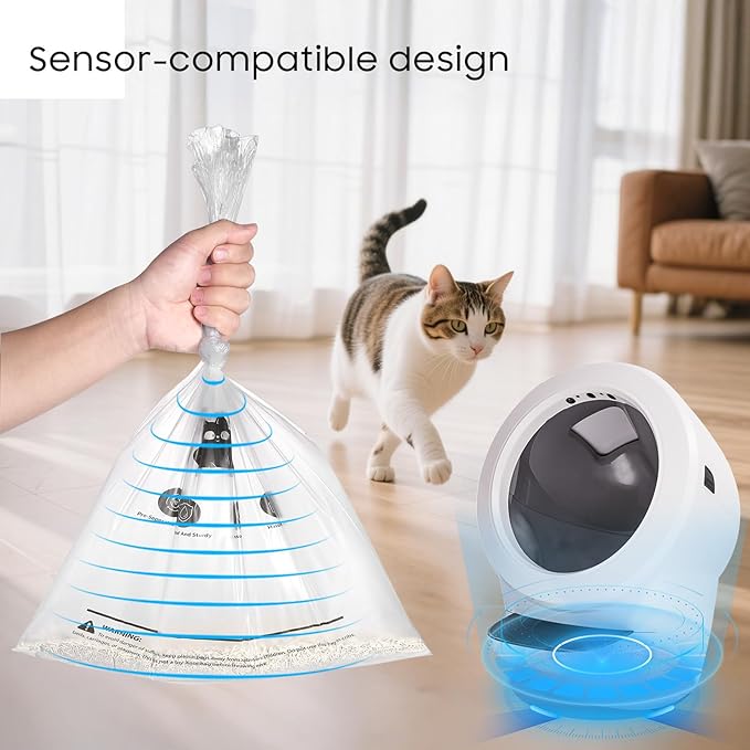 150 Pack Cat Litter Box Robot 4 and 3 Waste Bags, Automatic Litter Box Liners Bags, Tear-free, Sensor-compatible, 9-11 Gallon Capacity