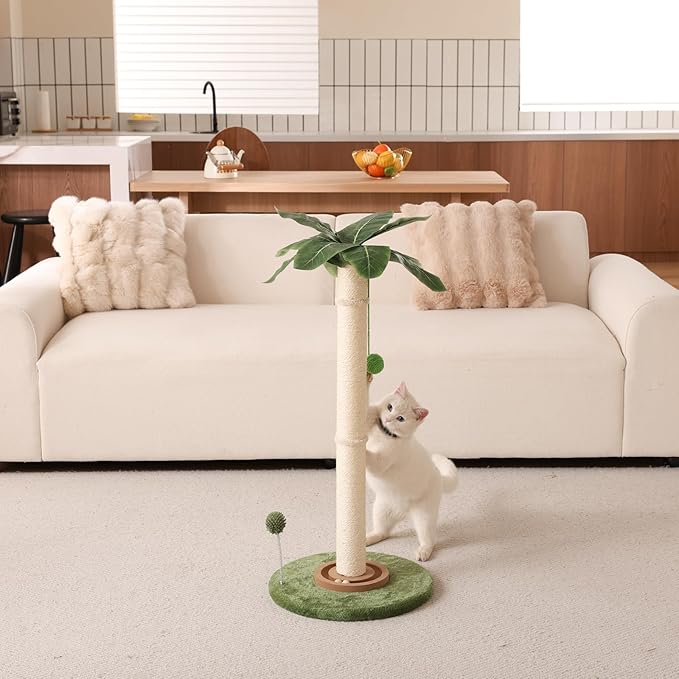 Aplatho Tall cat Scratching Post for Kitten Large Cats, Sturdy cat Scratching Post Cute with Ball Track