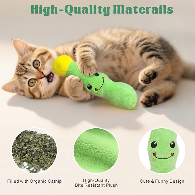 5 Pack Catnip Toys Cactus Crinkly Sound Interactive Chew Kitten Cat Toys for Indoor Cats, Exercise Cat nip Toy to Stimulate Play & Reduce Boredom
