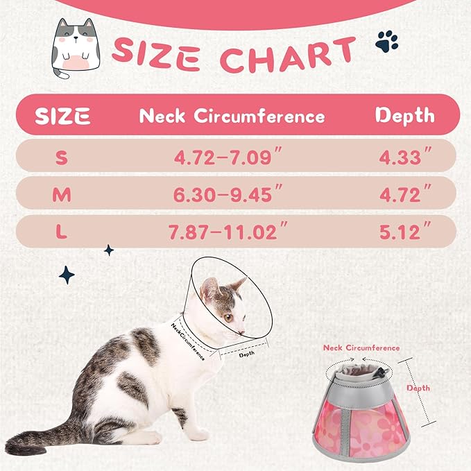 Supet Cat Cone Collar After Surgery, Soft Mesh Recovery Collar for Cats to Stop Licking and Scratching, Plastic Cone Alternative for Small Dogs, Medium, Large Cats