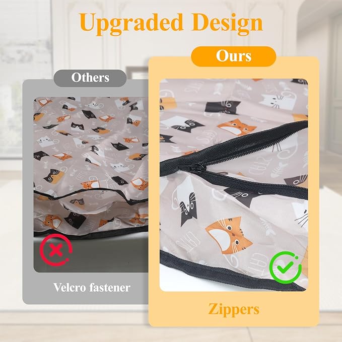 Interactive Cat Toys for Indoor Automatic Cat Balls Hide and Seek in Pouch, with 2 Balls 3 Tails Play Mat, 5 Ways Playing Enrichment Toys