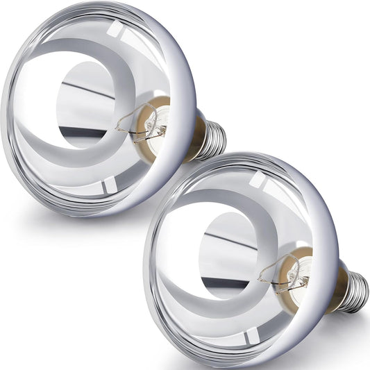 VIHOSE 2 Pack 250 Watt Heat Lamp 120v R40 Heat Lamp Bulbs Glass Incandescent Light Bulbs Incandescent Heating Lightbulbs for Reptiles Chicks Food Puppies Bathroom, Use E26 Base (Silver)