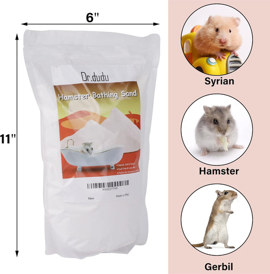 DR.DUDU Hamster Bath Sand, 6.6lb Dust Free Desert Sand or Potty Litter Sand for Hamster Chinchillas Gerbil Syrian Mice Small Animals (White)