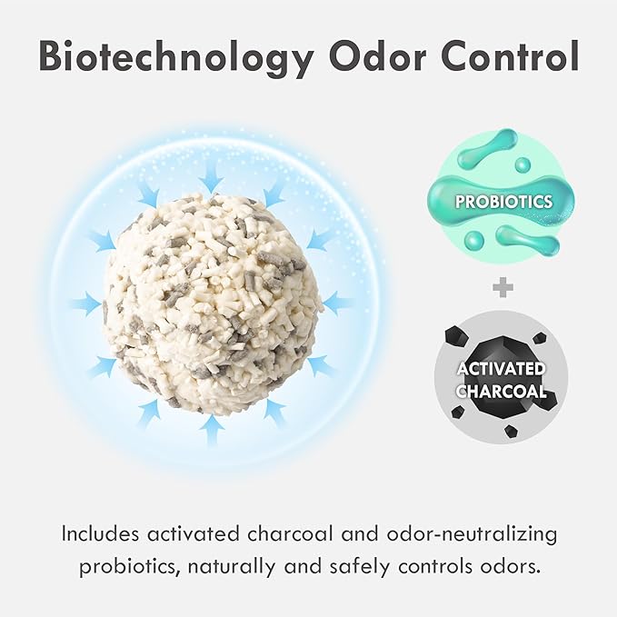 Lady N Granular Tofu Cat Litter Mini-Pellet Compatible with Automatic Self Cleaning Cat Litter Box, Strong Clumping Ultra Absorbent Natural Litter, Low Tracking, Odor Control Activated Charcoal 9lb