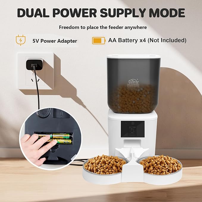 8L Smart Dog and Cat Feeder with WiFi and HD Camera | Automatic Pet Food Dispenser with Tuya App Control, Video Monitoring, Voice Recorder, Night Vision, Timed Feeding|Single Bowl smart Feeder