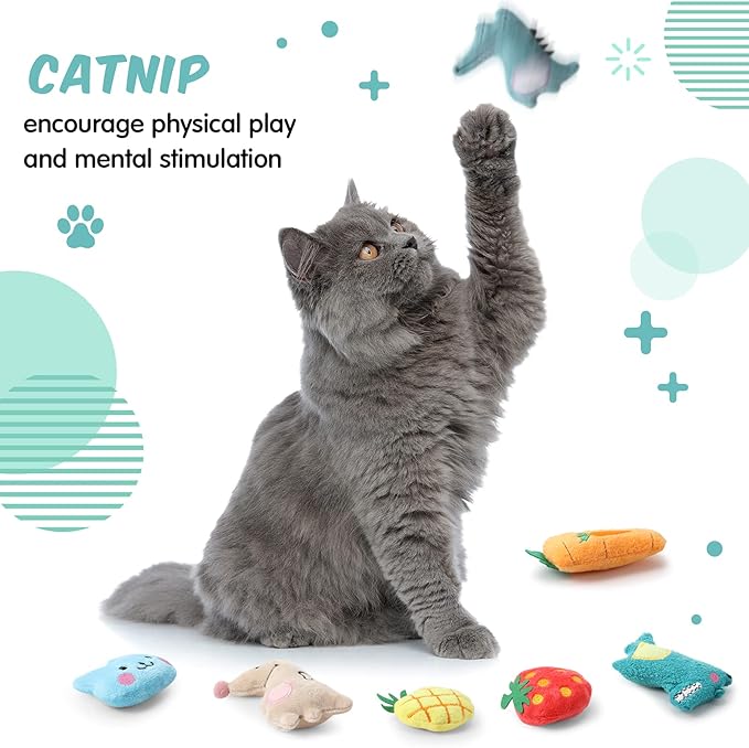 Gejoy 20 Pieces Catnip Toys for Indoor Cat Plush Cat Chew Toys Lovely Kitten Catnip Kitten Entertaining Interactive Kitten Dolls(Lovely)