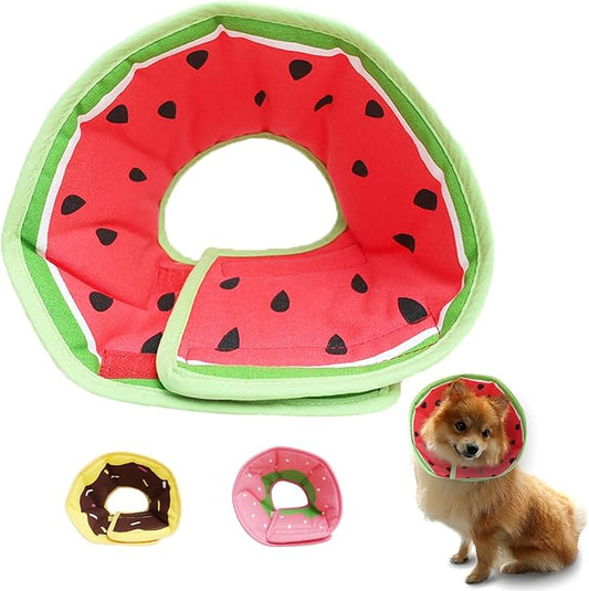 Soft Dog Cone, Lightweight Elizabethan Collar for Dogs, Adjustable Soft Cones for Dogs/Cats to Stop Licking After Surgery, Cute Watermelon Cone of Shame Alternatives for Pets (Large)