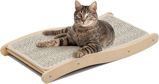 PETKARAY Sisal Cat Scratching Board, Curved Sisal Cat Scratcher, Large Indoor Kitty Scratch Pad, Heavy Duty Wave Lounge Bed for Kitten
