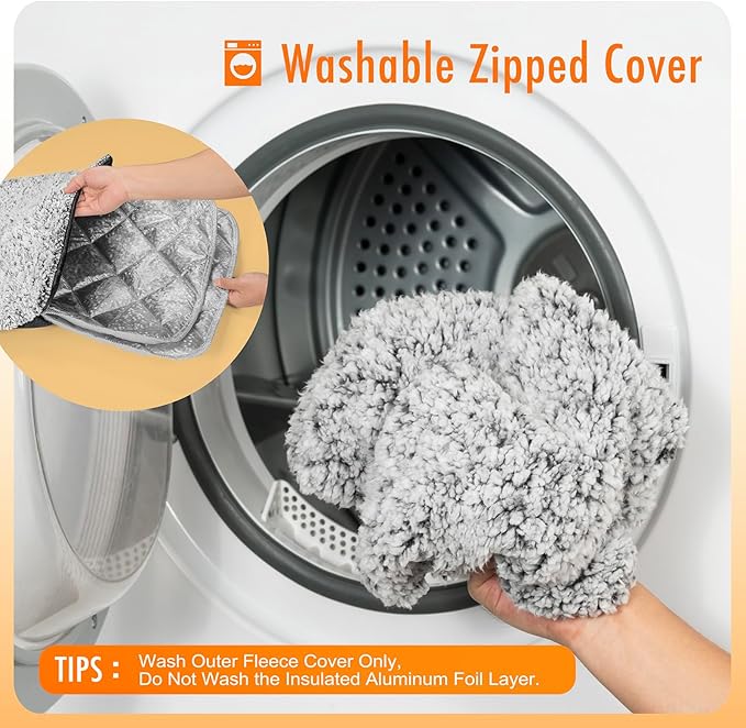 Self Warming Cat Bed, Heated Cat Bed, 2.0 Upgraded Dual-Layer Thermal Foil Heating Pad, Plush Self-Heating Pet Mat for Crate, Floor, with Removable Washable Cover, Non-Slip, 15"x19"