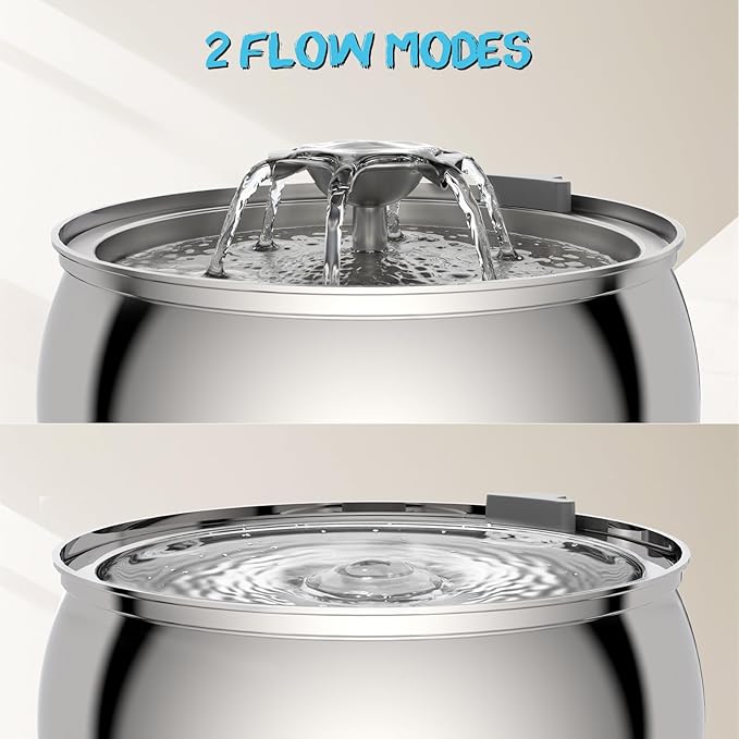 Tomxcute Cat Water Fountain - 4.0L/135oz Flower Design Fountain for Drinking - Large Capacity Stainless Steel Cat Water Fountain - Comes with 3 Replacement Filters