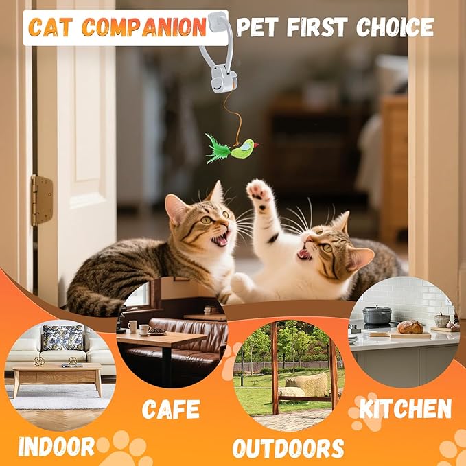 Interactive Cat Toys for Indoor Cats Automatic Electric Flying Bird Feather Cat Toy - Best Kitten & Adult Cat Enrichment Toy Hanging Electric Kitty Toys for Bored Cats