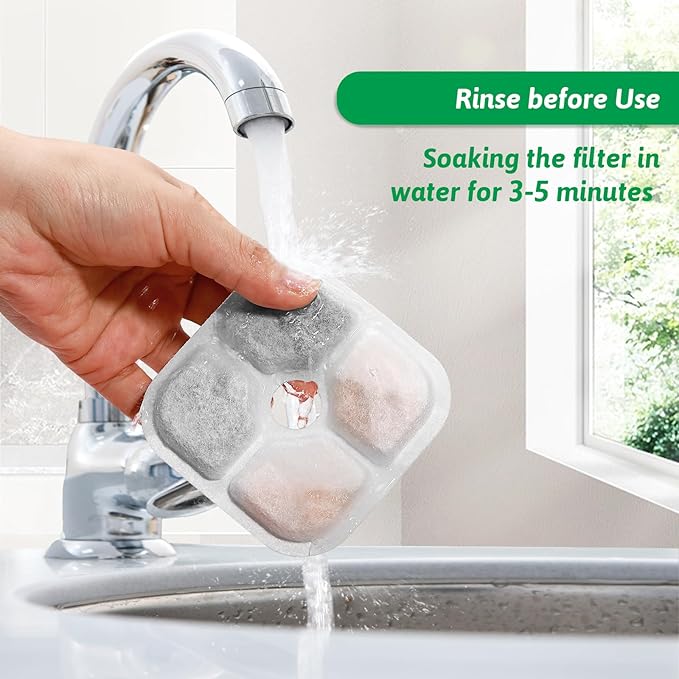 Cat Water Fountain Replacement Filters Fit for 2.5L Fountain with Whiskers Pattern Triple Action Water Pet Cat Drinking Fountain Filter Pack of 12