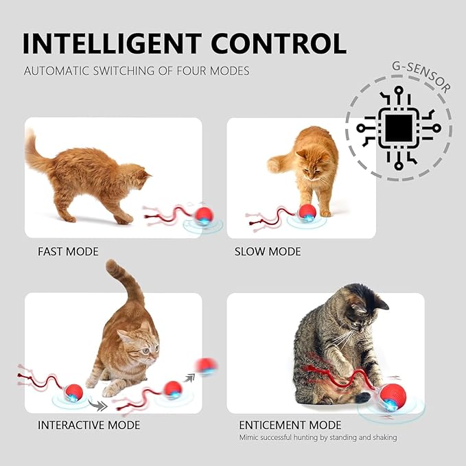 Interactive Rolling Cat Toy Ball, Chewie 360° Smart Automatic