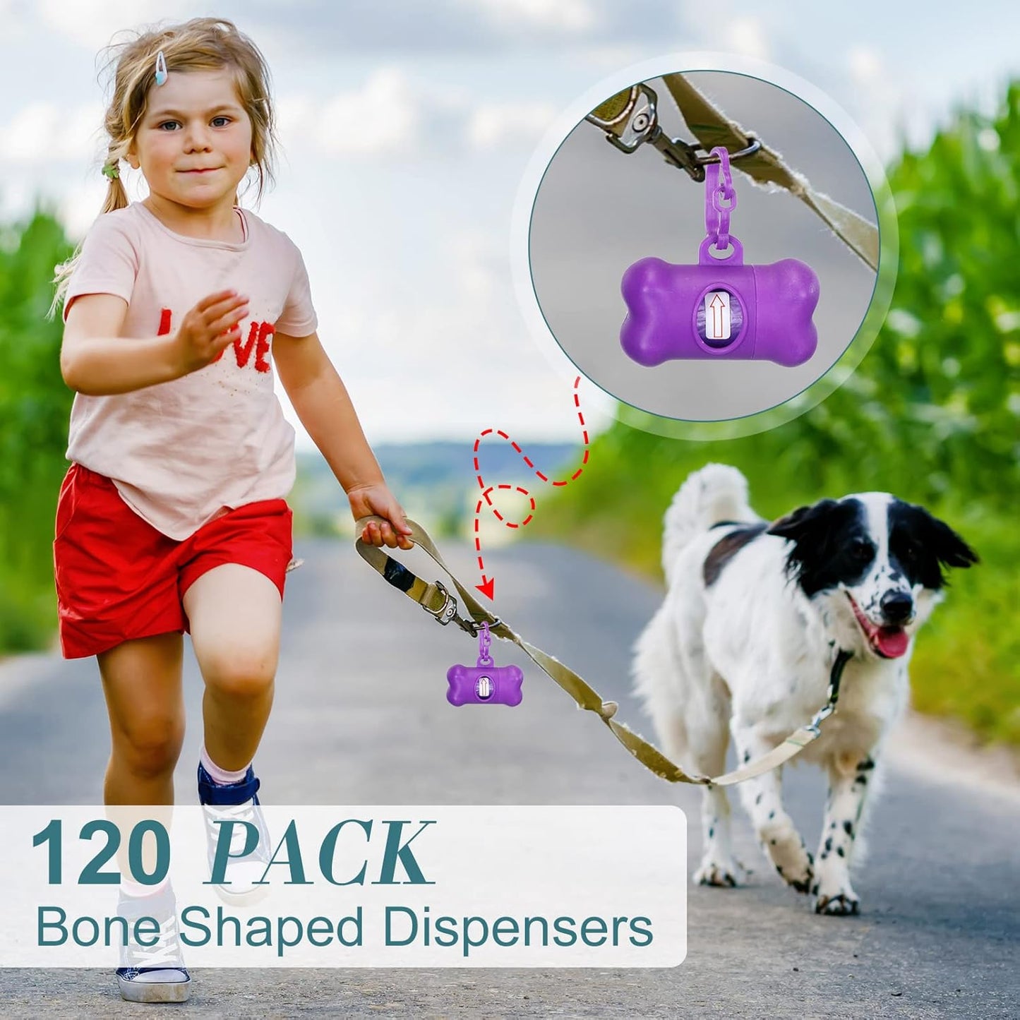 Zhehao 120 Pcs Bone Shaped Dog Poop Bag Dispensers with Disposal Small Dog Waste Bag Holder with Hook for Pet Puppy Walking Hiking Camping, 8 Colors