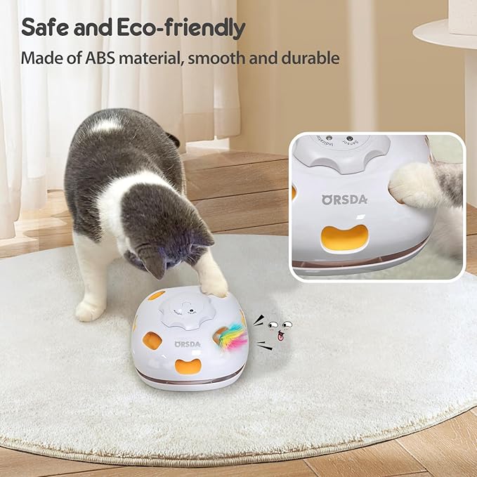 ORSDA Cat Toys, Interactive Cat Toys for Indoor Cats, 4 in 1 Automatic Rechargeable Enrichment Toy for Cats Home Alone for Bored Indoor Self Play Kitten