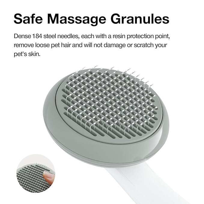 Cat Brush for Shedding, Pet Grooming Self Cleaning Slicker Brush for Cats & Dogs, Grey