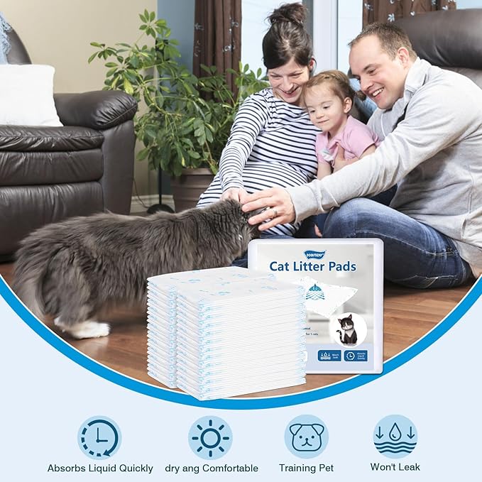 Cat Pad Refills 25 Count Super Absorbent Pee Pads for Cats Enhanced Odor Control with Light Scent 16.9" x 11.4" Compatible with Tidy Cats Breeze Litter System