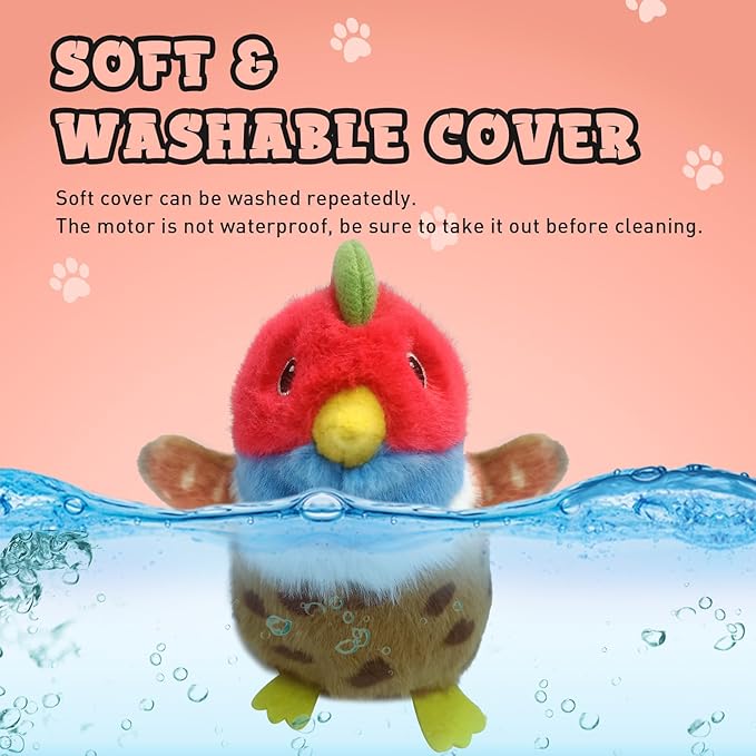 Cat Toys, Flapping Wings Cute Pheasant, No Flying, Chirping Bird Interactive Catnip Toy for Kitten or Small Dogs, Touch Activated, Rechargable