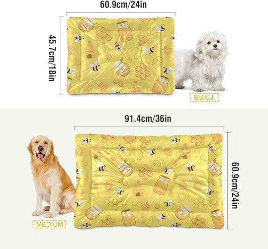 Yellow Bee Honey Pet Bed Cute Dog Bed Mat Absorbing Non Slip Pad Pet Sleeping Mat for Small, Medium, and Large Dogs Puppy Cat 24 in x 18 in