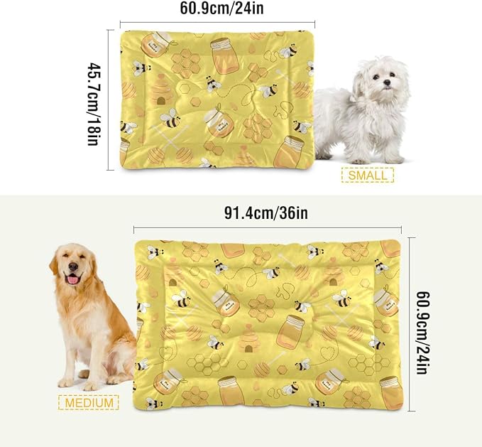 Pet Bed Yellow Bee Honey Dog Bed Mat Absorbing Non Slip Pad Pet Sleeping Mat for Small, Medium, and Large Dogs Puppy Cat 36 in x 24 in