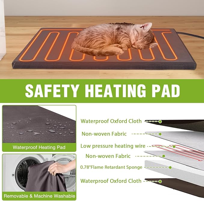 GUTINNEEN Heated Cat House for Outside Insulated in Winter, Weatherproof Outdoor Cat Shelter for Feral Cats, Kitten Cage with Heating Pad and Insulated Liner